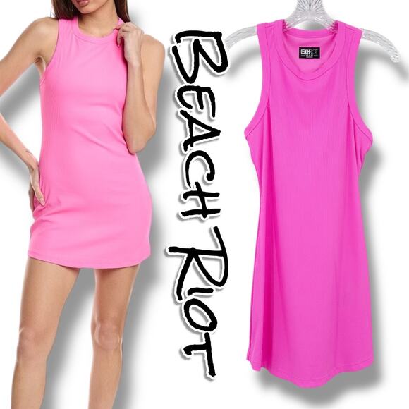 Beach Riot Sport Sol Mini Dress Sugar Plum Neon Pink Built In Bra Womens Sz S - Picture 1 of 12